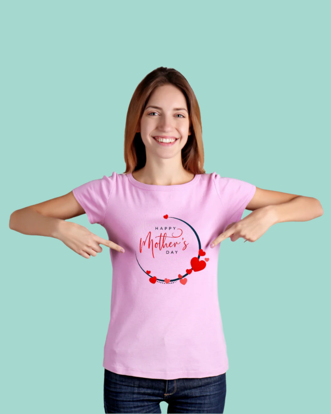 Happy Mother's Day T-Shirt, 100% Cotton, Heart Design, Short Sleeve